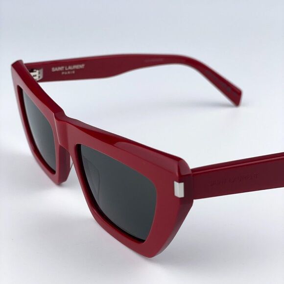 NEW Saint Laurent SL467 003 Red Grey Cat Eye Women Sunglasses - Picture 6 of 12
